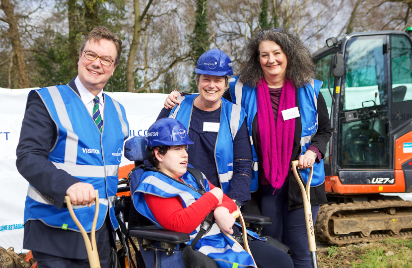 Pictured, the groundbreaking ceremony for the new short breaks accommodation at Goldsworth Park