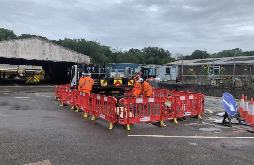 Pictured, Cllr Richard Tear at the Merrow Depot