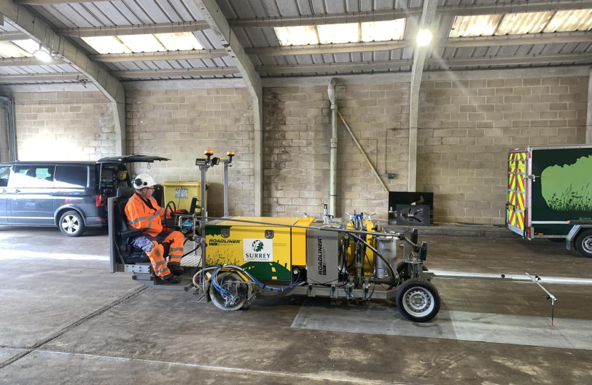 Pictured, Cllr Richard Tear at the Merrow Depot