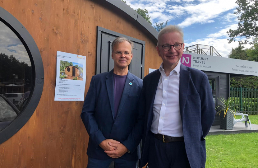 Pictured, Michael Gove MP with Cupella UK at Longacres Garden Centre, Bagshot