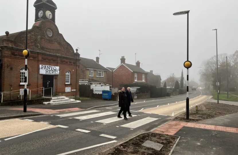 Pictured, the new zebra crossing at Ash Hill Road crossing at Victoria Hall