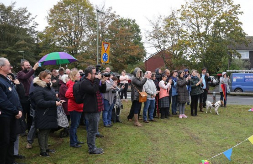 Pictured, the unveiling ceremony of the Community Pillar in Heatherside