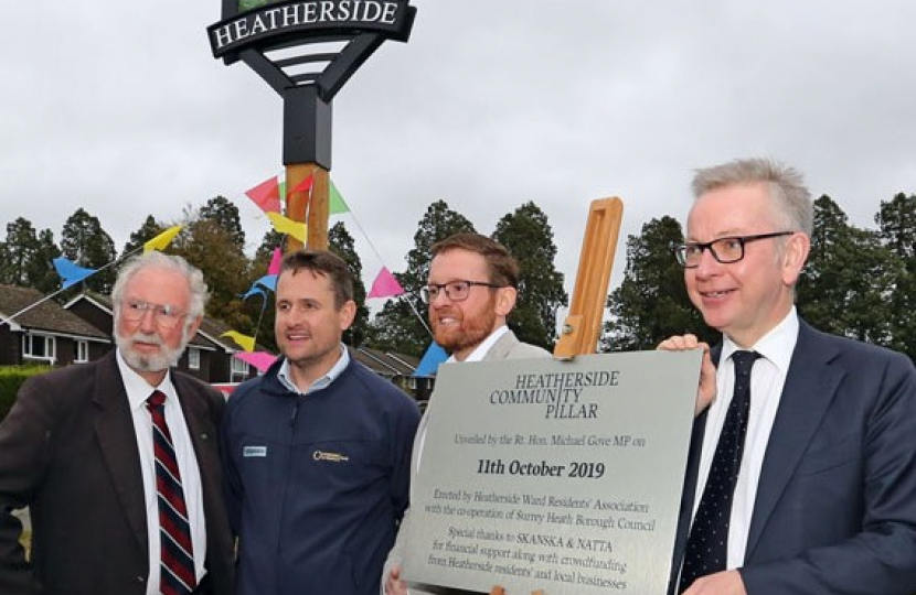 Pictured, the unveiling ceremony of the Community Pillar in Heatherside