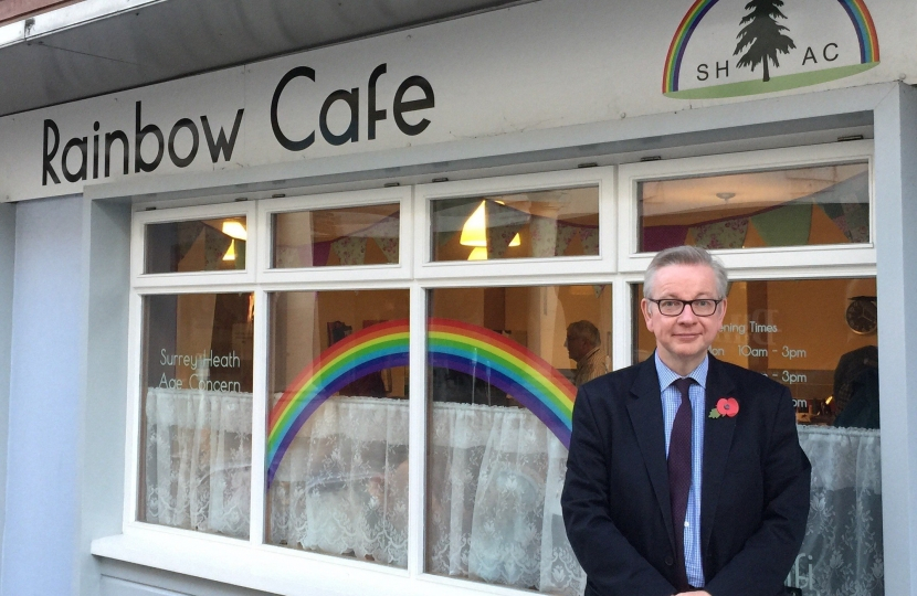 Pictured, Michael at the Rainbow Café in Camberley