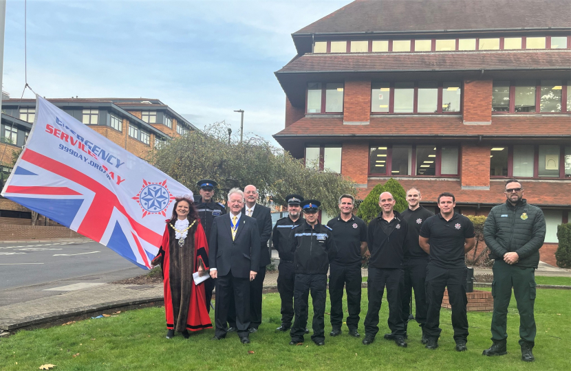 Pictured, the event at Surrey Heath House for 999 Emergency Services Day