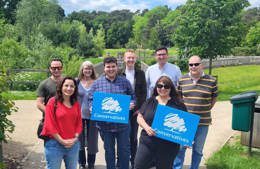 Pictured, Surrey Heath Conservative Association campaigning in Deepcut