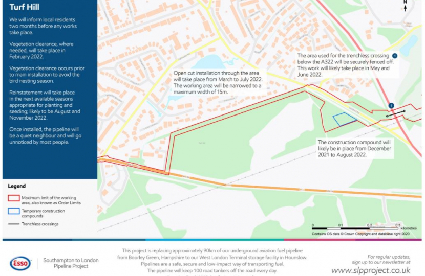 Pictured, Esso pipeline proposals under Turf Hill