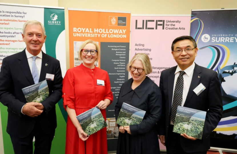 Pictured, Cllr Tim Oliver OBE, Professor Jane Roscoe, Professor Julie Sanders, Professor Max Lu