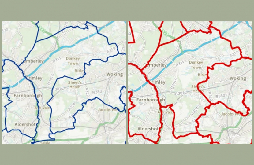 Proposed boundaries for the Surrey Heath Parliamentary Constituency