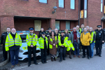 Pictured, Cllr Josh Thorne alongside the Neighbourhood Team, Surrey Police Specials, Cadets, Surrey Heath Borough Council officers, and Neighbourhood Watch