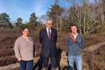 Pictured, Michael with Sarah Jane and a Surrey Wildlife Trust ranger at Brentmoor Heath, West End