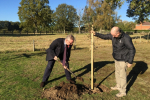 Pictured, Michael planting a row tree as part of the Queen's Commonwealth Canopy