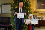 Michael Gove MP with Group 2 Winner, Sasha, at Hall Grove School, Bagshot