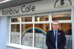 Pictured, Michael at the Rainbow Café in Camberley