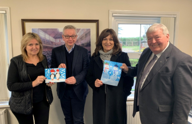 Pictured, Michael with the Mayor of Surrey Heath Cllr Robin Perry, Sarah Vine, and Anne Brummer