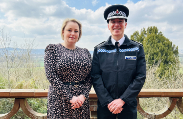 Pictured, Lisa Townsend, the Police and Crime Commissioner for Surrey, with Chief Constable Tim De Meyer