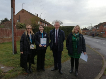 Pictured, Michael Gove MP with staff from Accent Housing