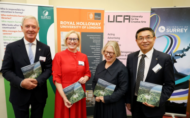 Pictured, Cllr Tim Oliver OBE, Professor Jane Roscoe, Professor Julie Sanders, Professor Max Lu