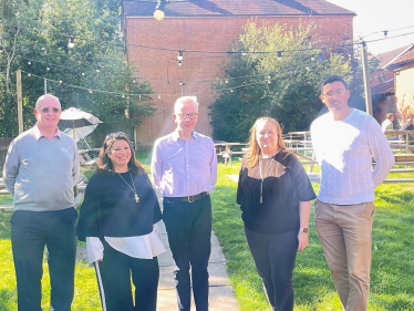 Pictured, Michael Gove MP with Cllrs Katia Malcaus Cooper, Richard Tear, Rebecca Jennings-Evans and Josh Thorne